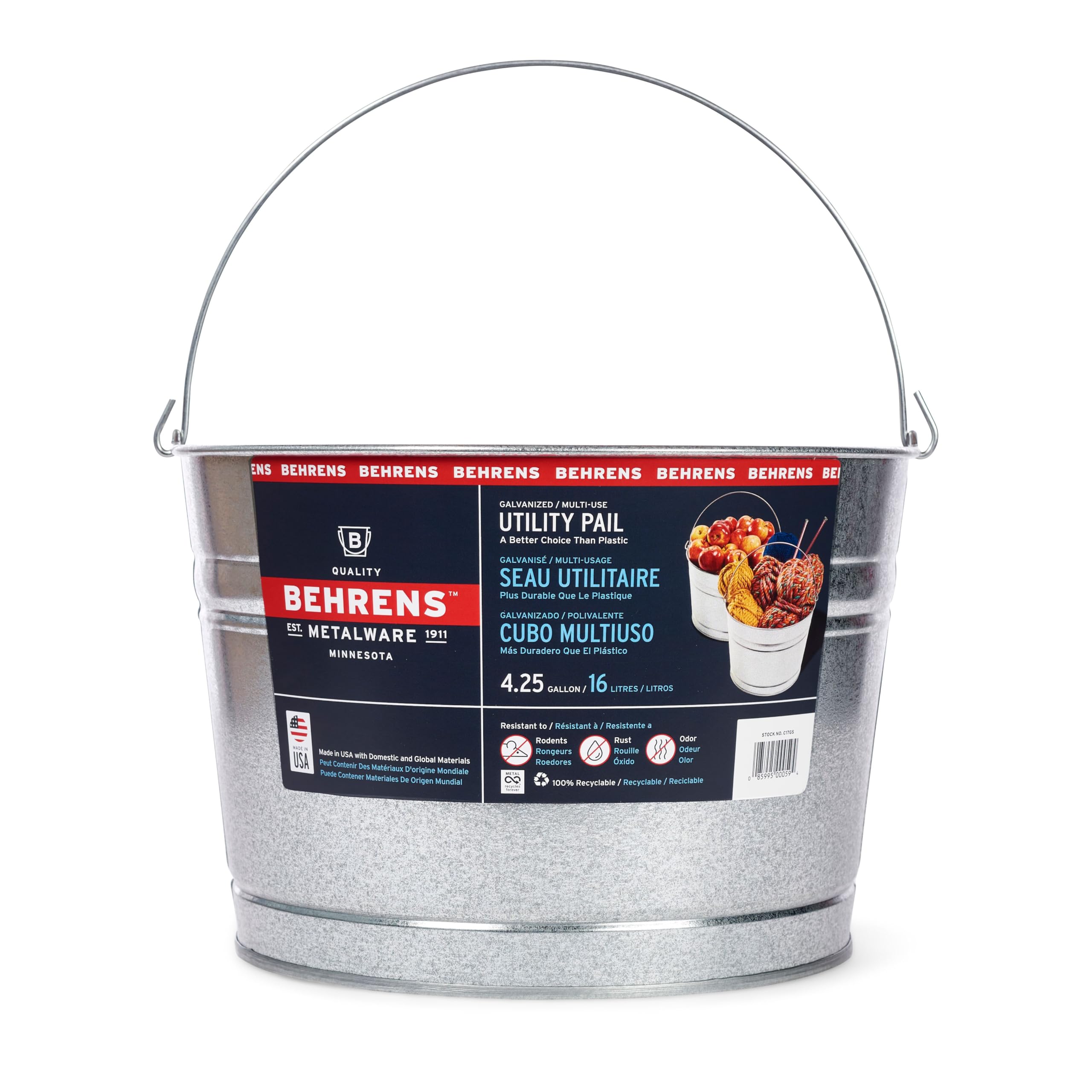 Behrens Galvanized Steel Pail 4.25 Gallon 1 Count